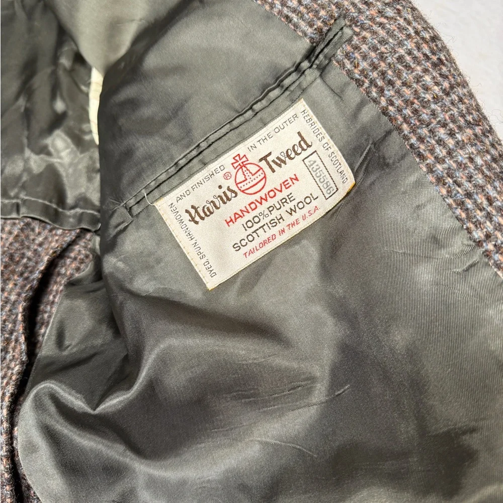 Vintage Harris Tweed Men’s 40R Brown‎ Scottish Wool Blazer Sport Coat USA - Picture 5 of 8